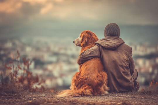 end of life person and dog hug