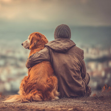 end of life person and dog hug
